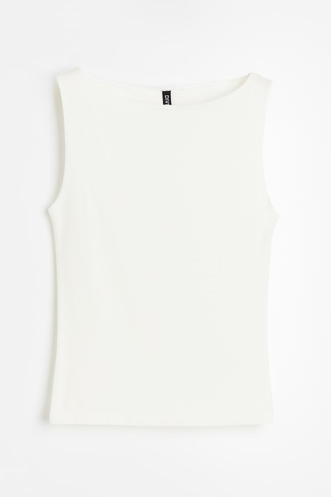 Boat-neck vest top - White/Dark grey/Light grey - 2