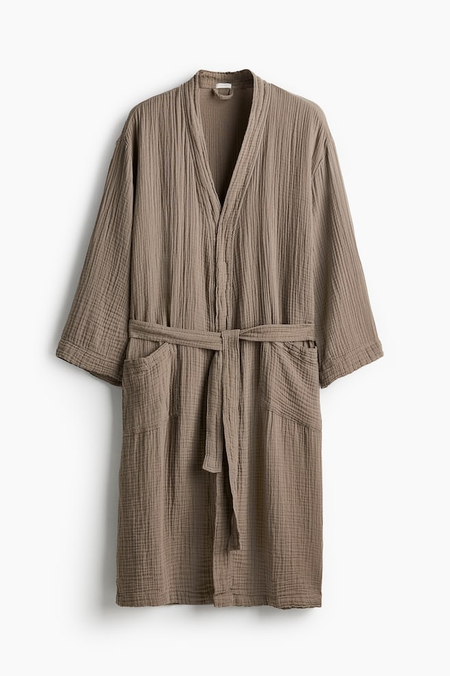 Muslin Bathrobe - Taupe/Dusty blue/Light khaki green/Green/Light taupe/Charcoal gray/White/Beige/Light dusty pink - 1