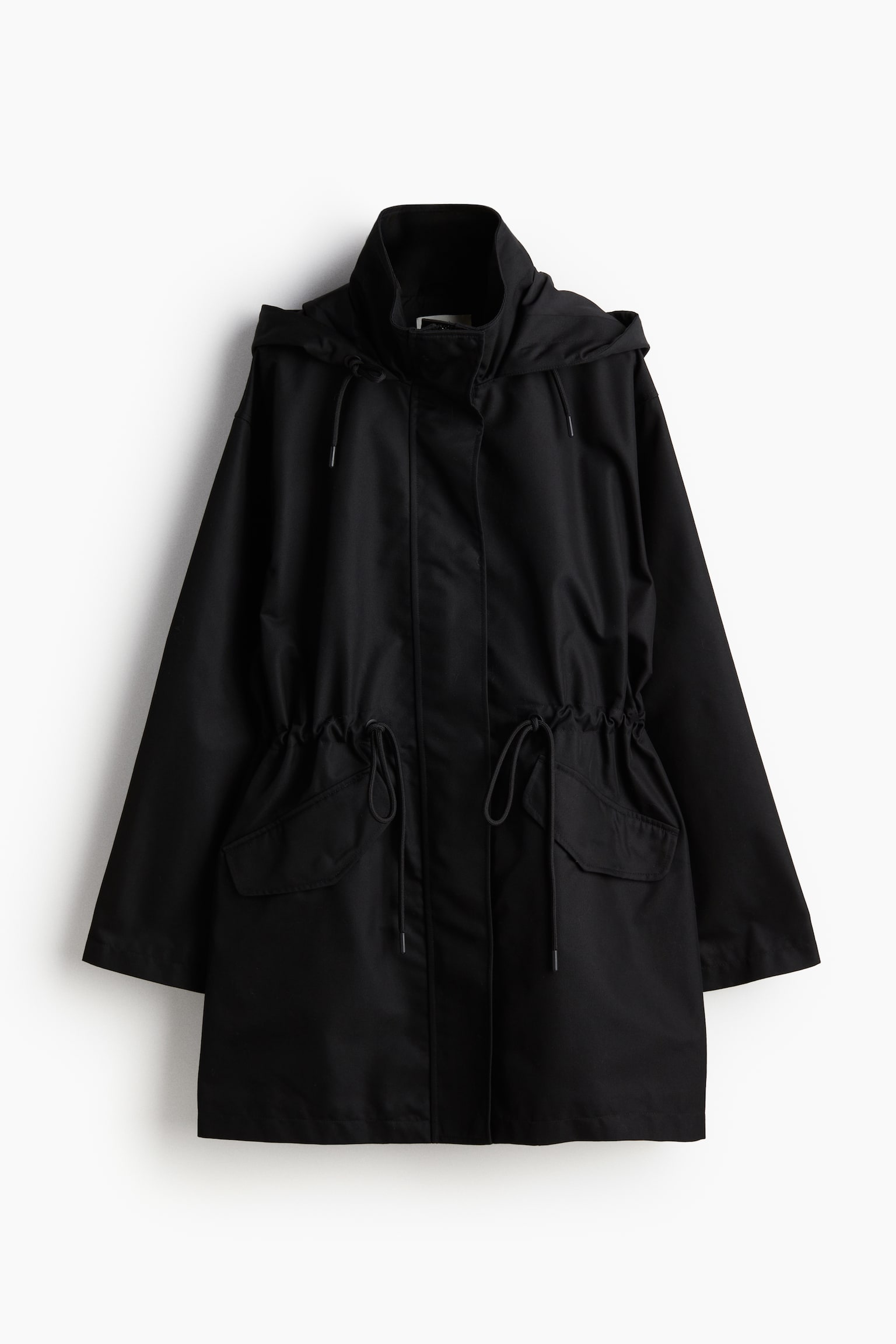 Oversized hooded parka - Black/Light beige - 2