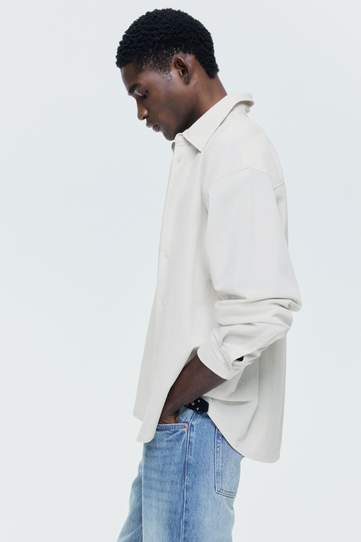 חולצה Loose Fit - בז' בהיר/חום - 3