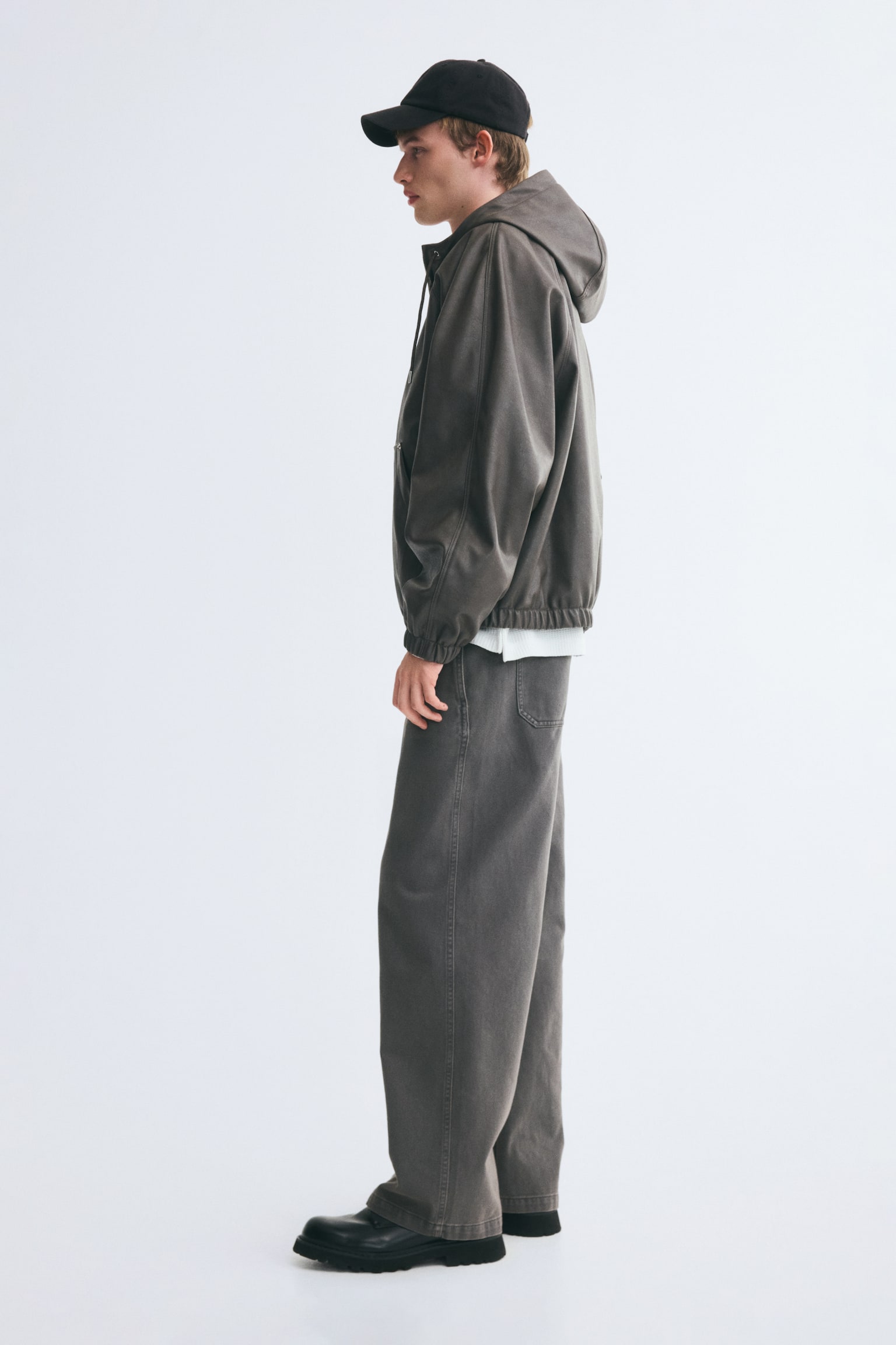 Мужские брюки H&M Loose-Fit Carpenter, цвет: Тёмный серый — фото 4