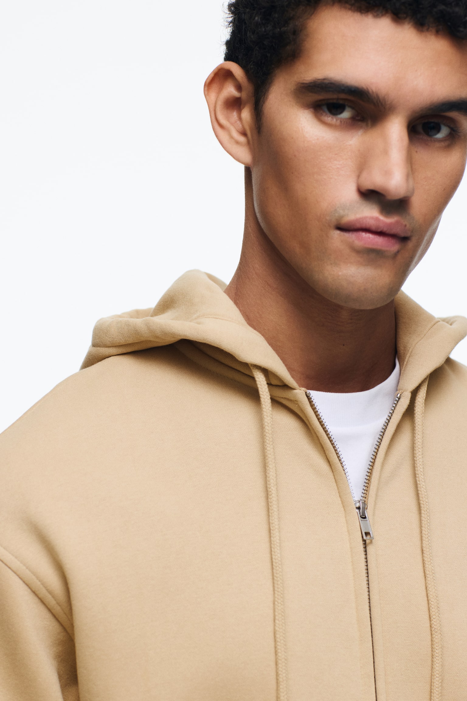 Loose  Fit Zip-through hoodie - Beige/Dark blue/Black/Grey marl/Dark grey/Light grey/Light blue/Khaki green/Brown - 5