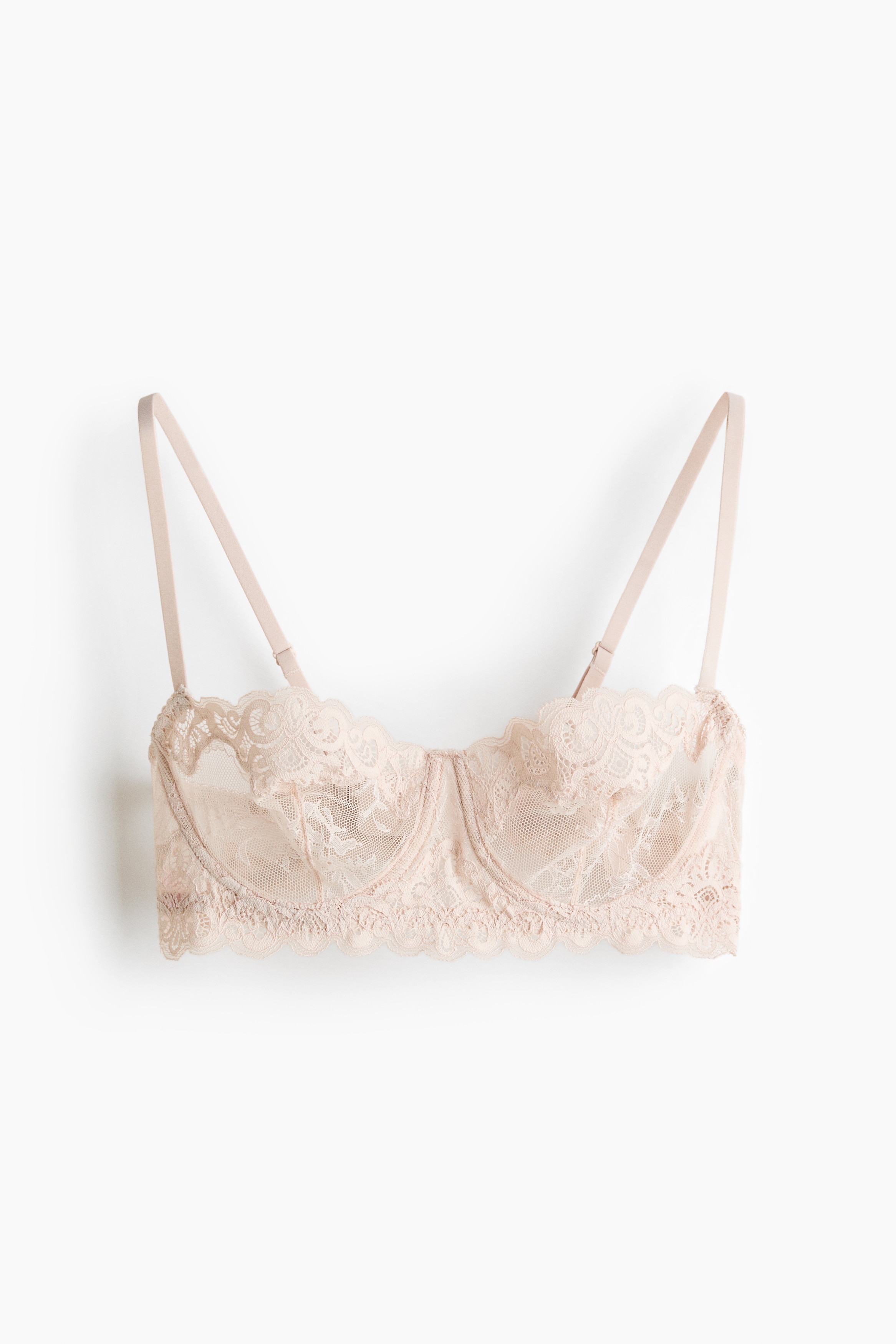 Underwire Lace Bra - Pale beige/Black
