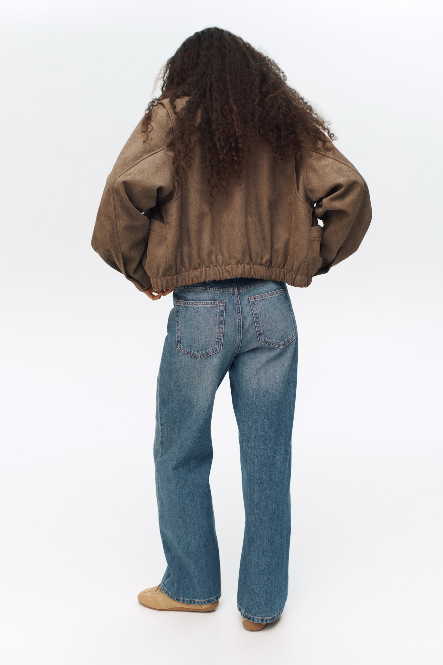 Baggy Regular Waist Jeans - Washed Denimblau/Weiss/Hellgrau/Hellbeige - 5