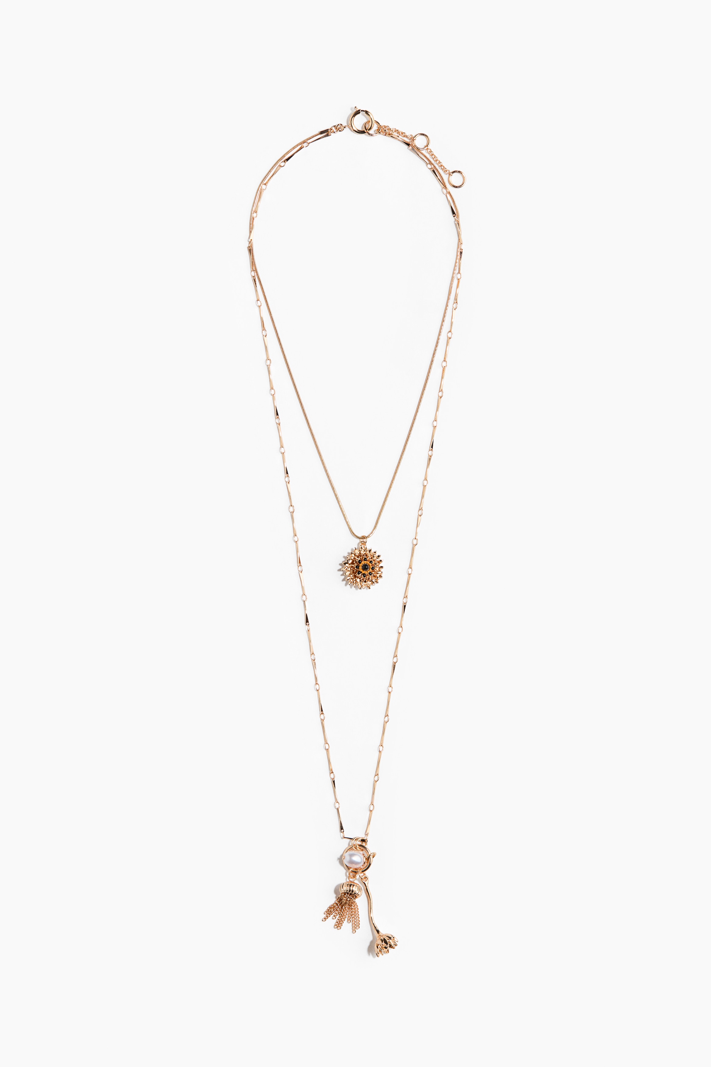 Two-strand pendant necklace - Gold-coloured