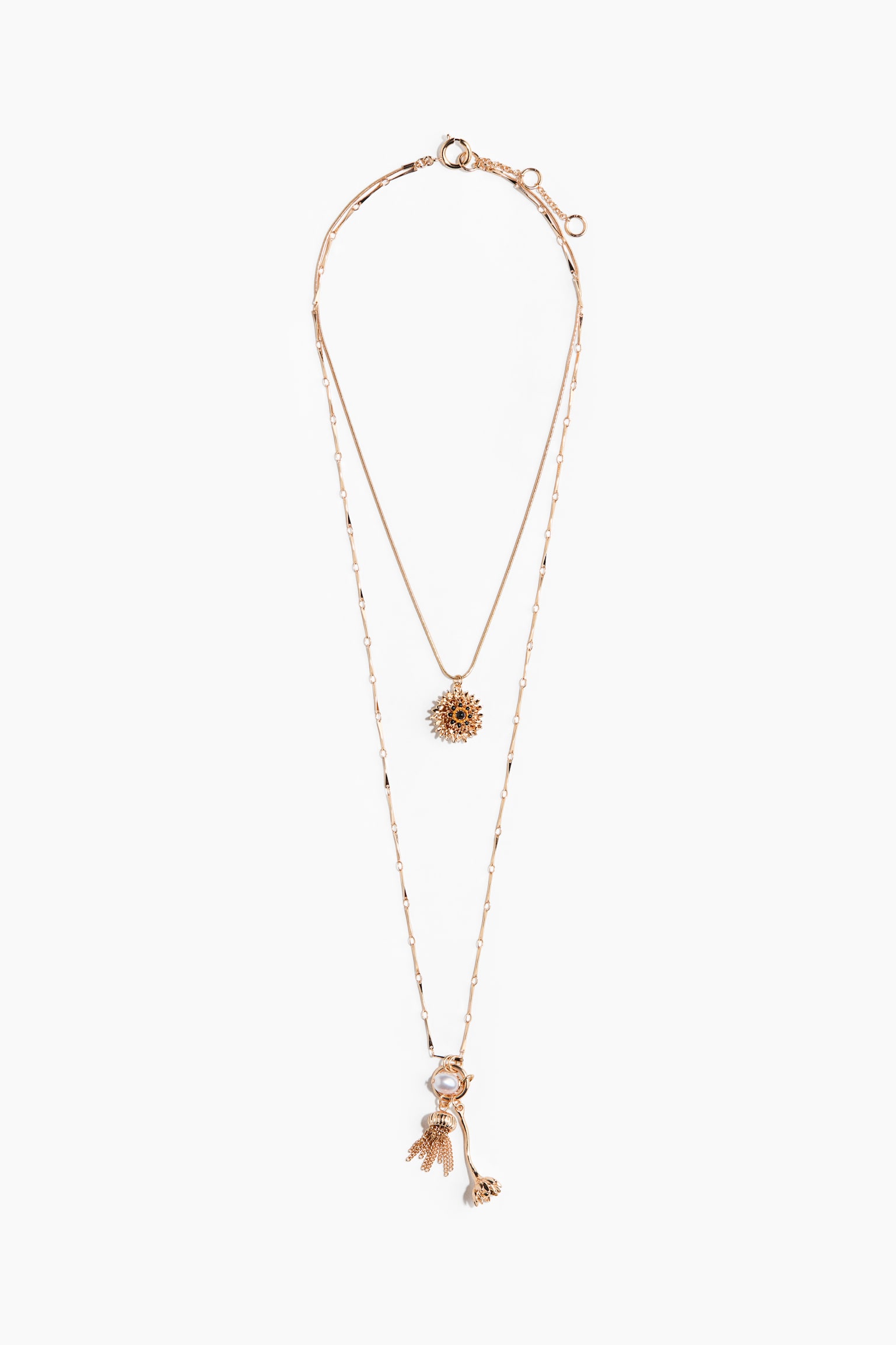 Two-strand pendant necklace - Gold-coloured - 2