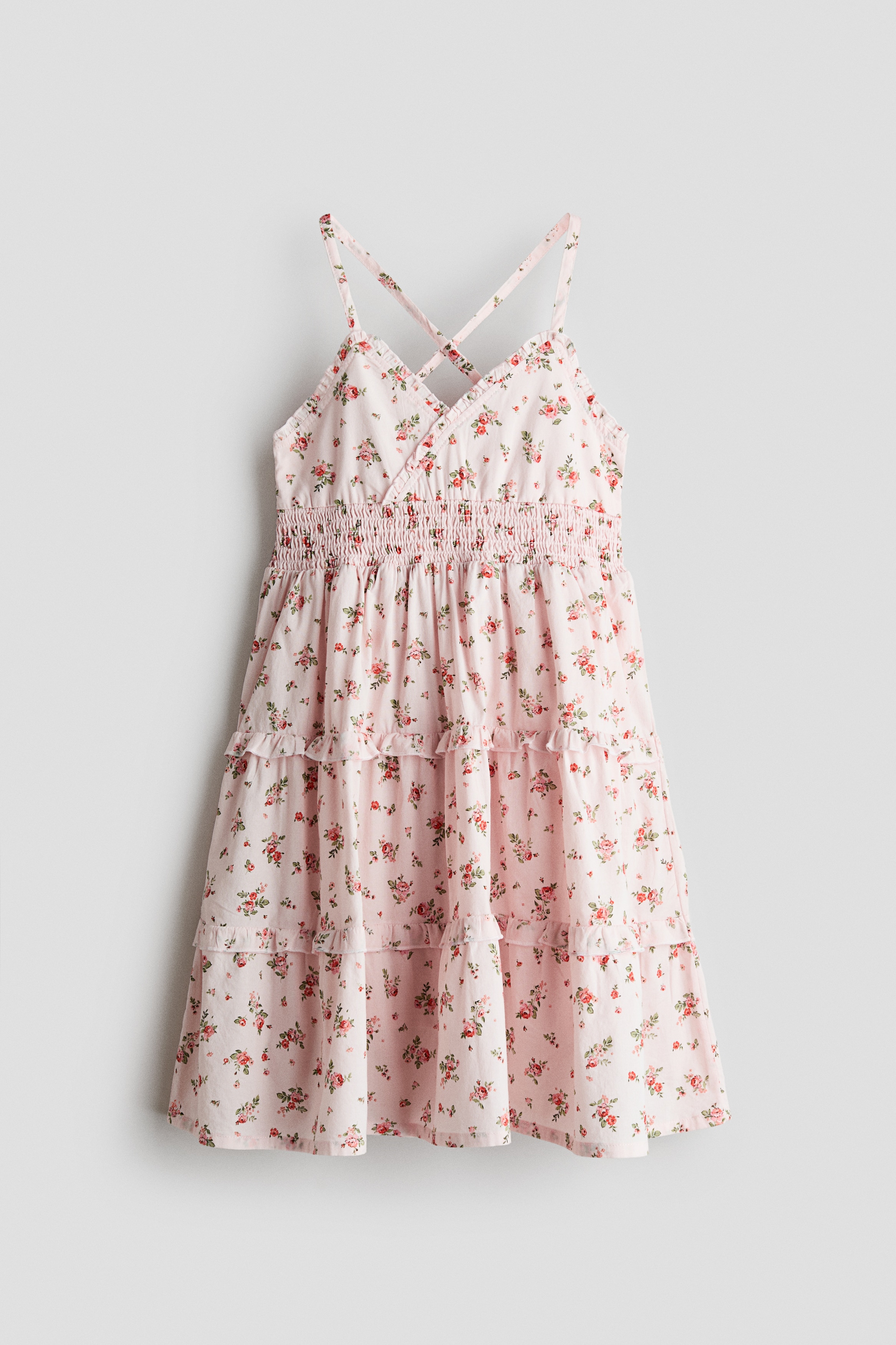 Vestido escalonado de algodón - Rosa claro/Floral/Blanco/Blanco/Floral/Azul claro/Rayas