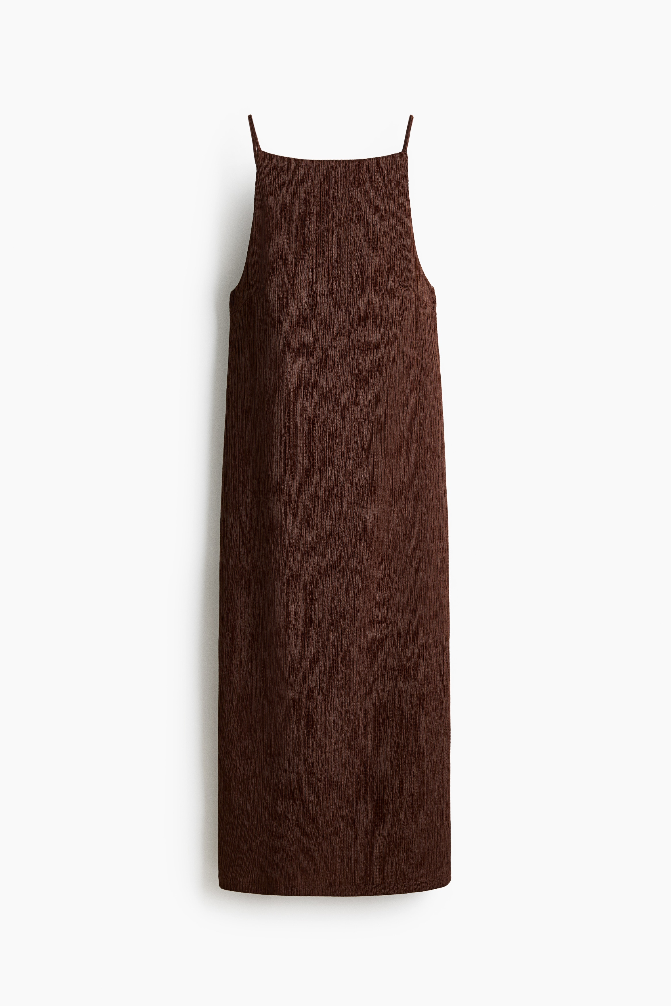 Textured jersey strappy dress - Dark brown