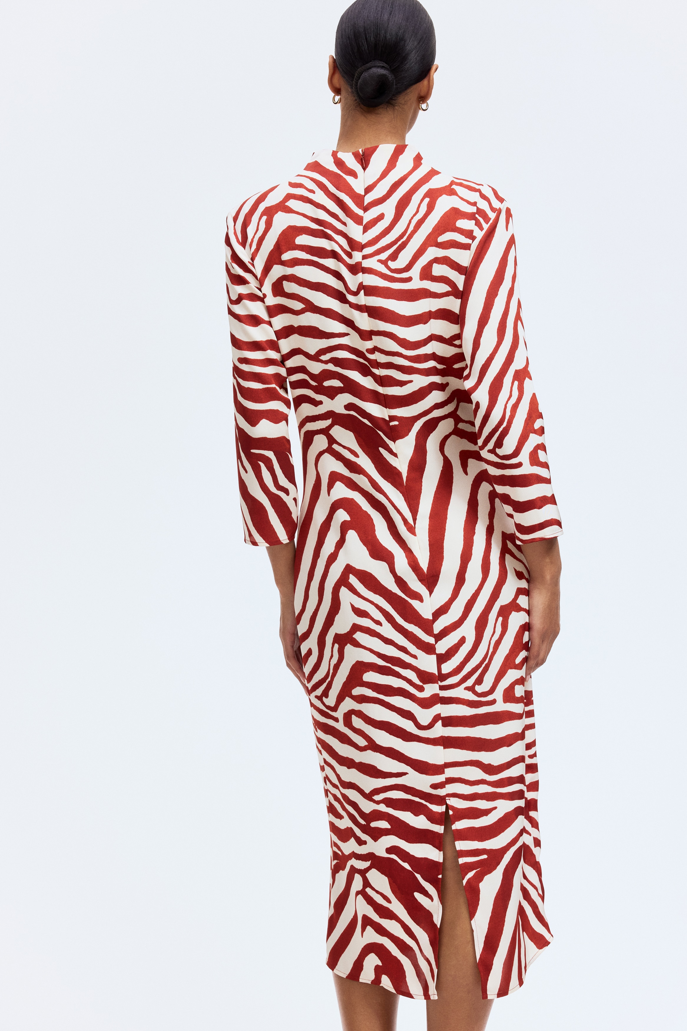 strapless open back dress Gap Orange Zebra Print Cotton Midi Dress | V-Neck