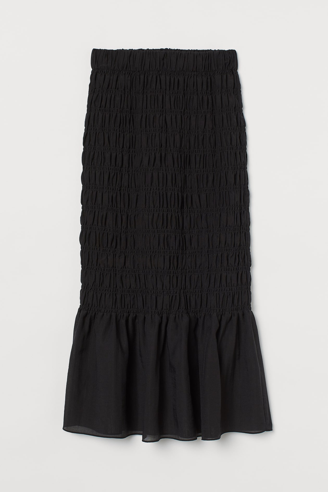 Smocked Skirt - High waist - Midi - Black - Ladies | H&M US