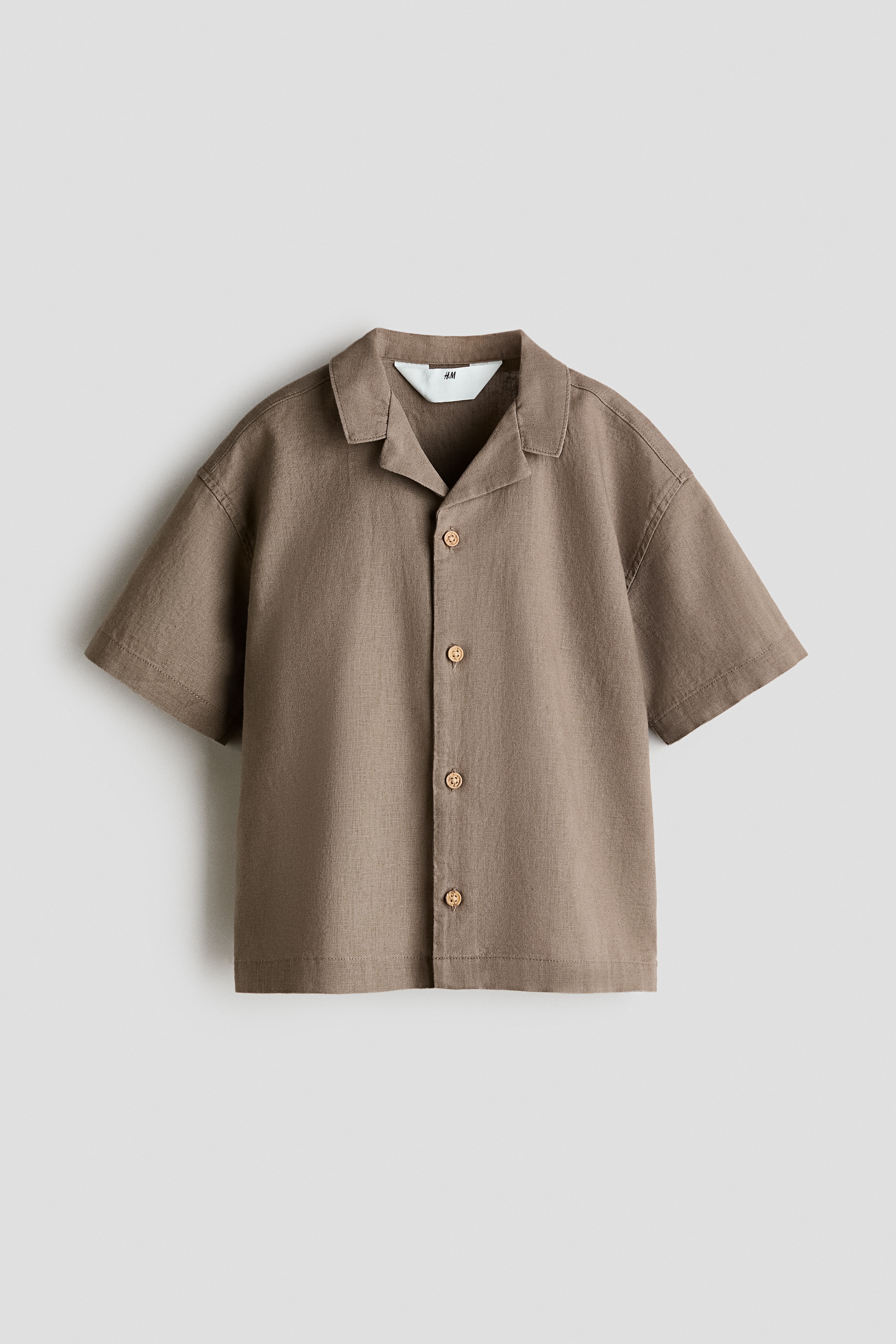 Taupe Linen-Blend Resort Shirt for kids | H&M US