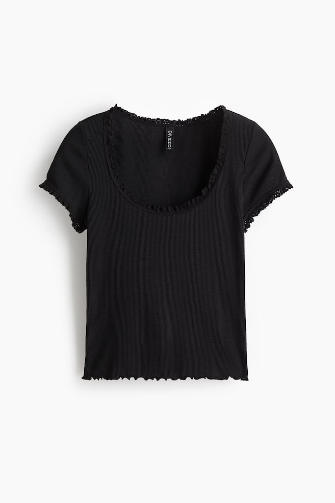 Lace-trimmed top - Black/White/Floral/White/Floral/Light grey marl - 1
