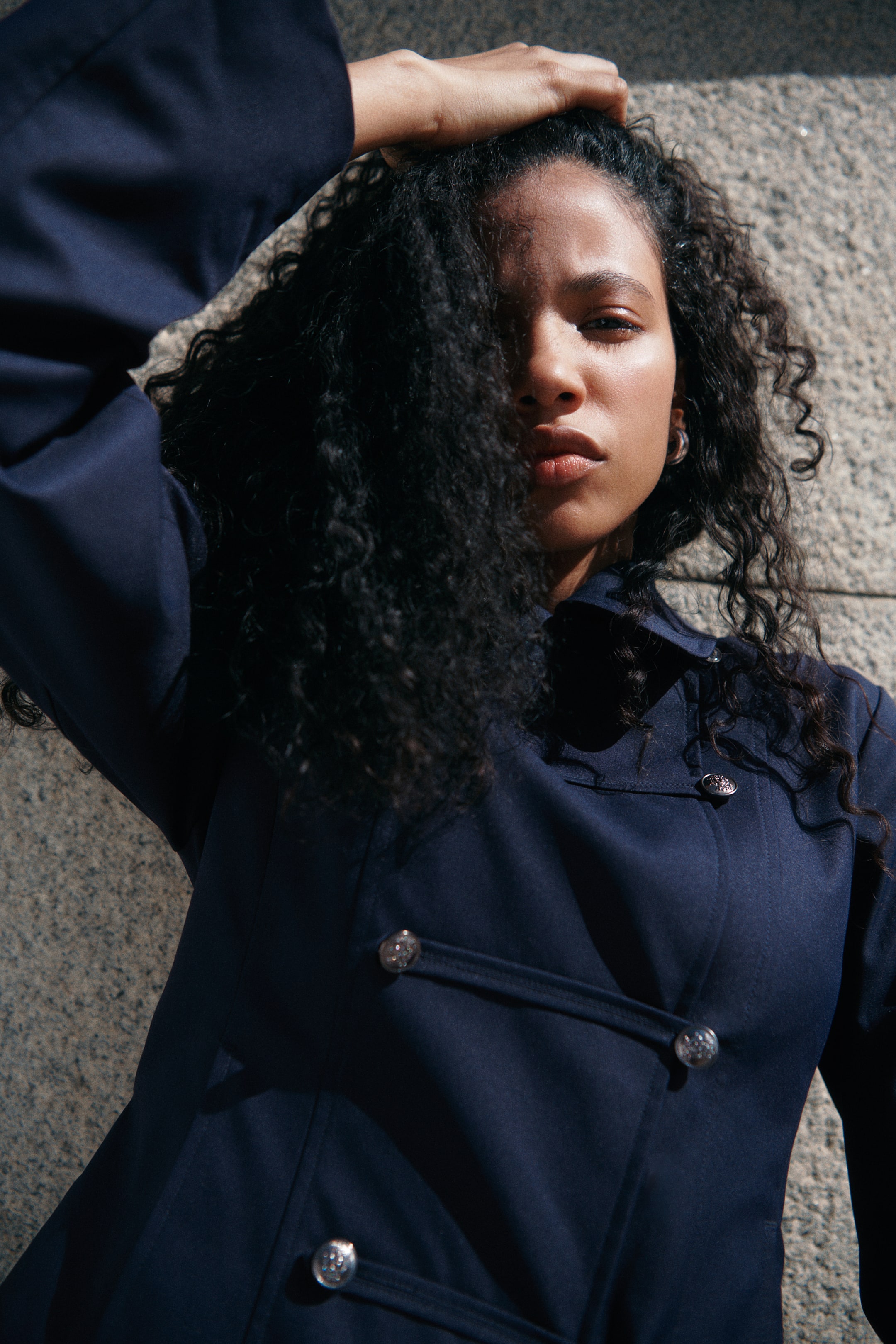 Veste en sergé à fermeture croisée