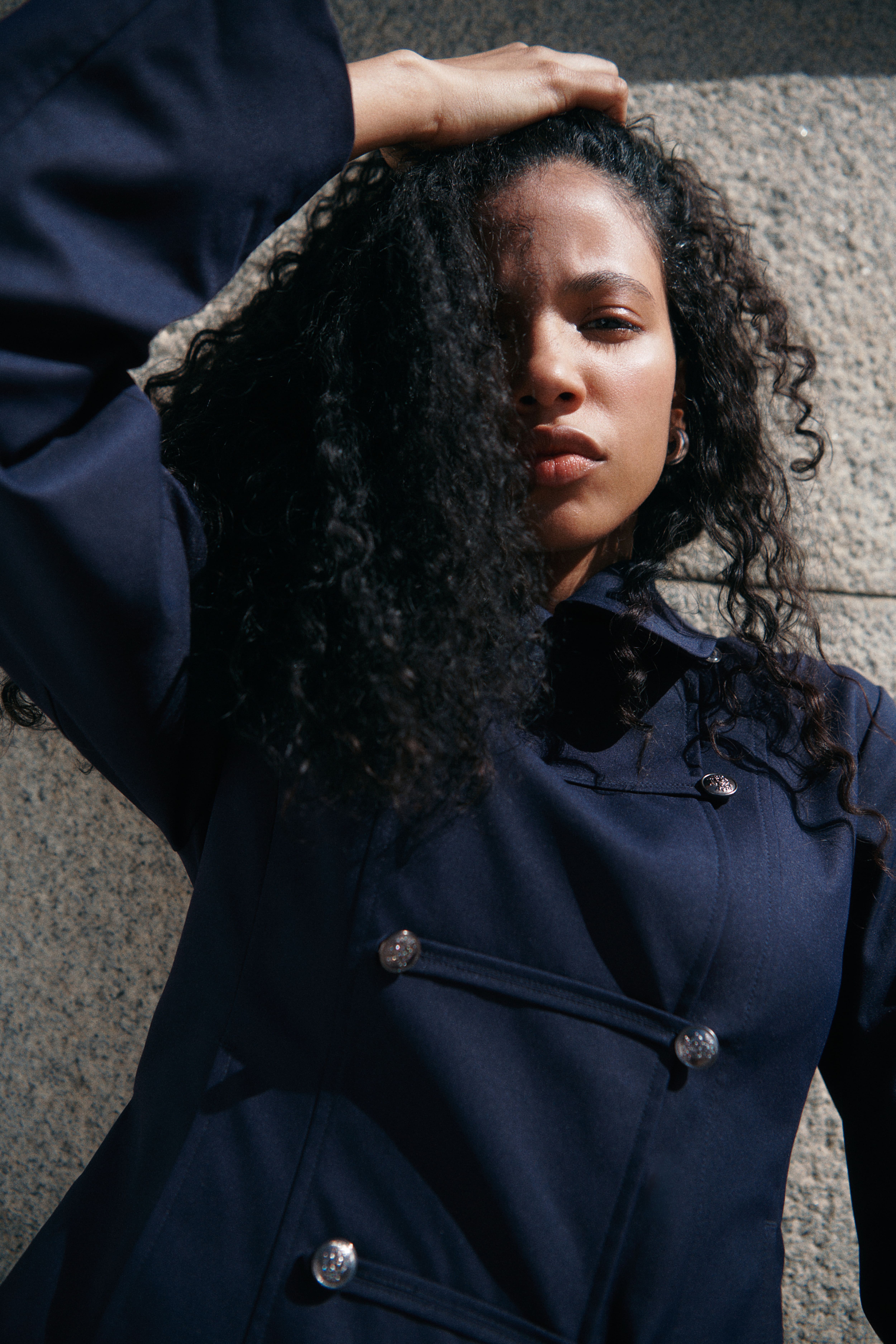 Veste en sergé à fermeture croisée