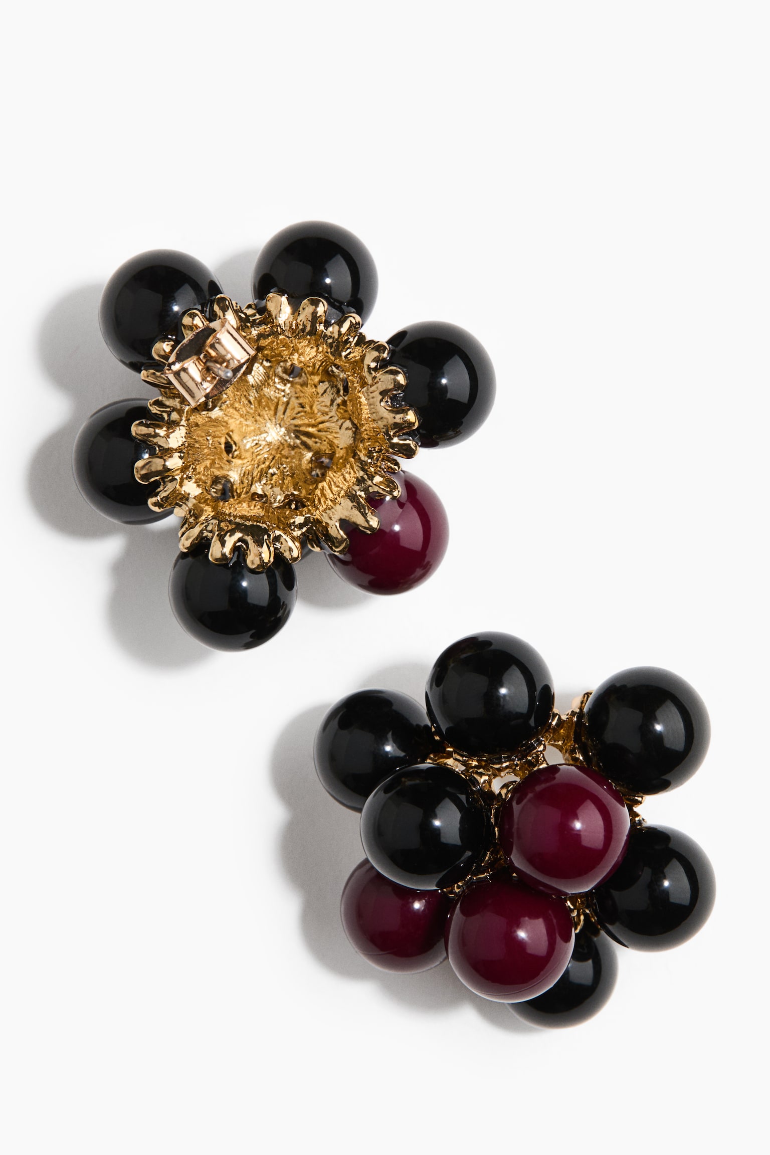 Женские серьги H&M Flower-Shaped, цвет: Бордовый / Чёрный — фото 4