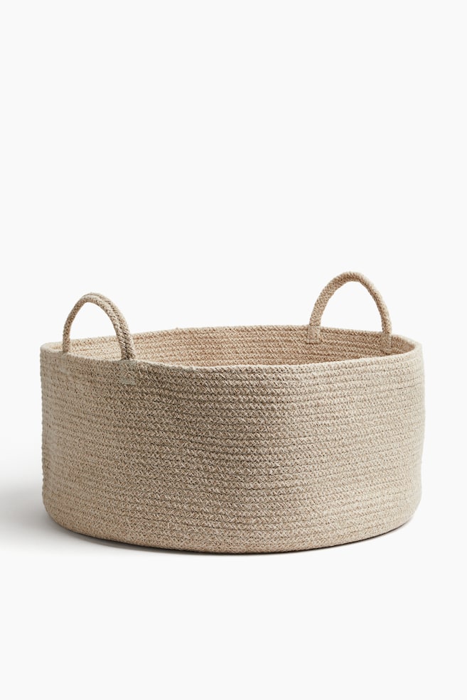 Très grand panier de rangement bas - Beige - 1
