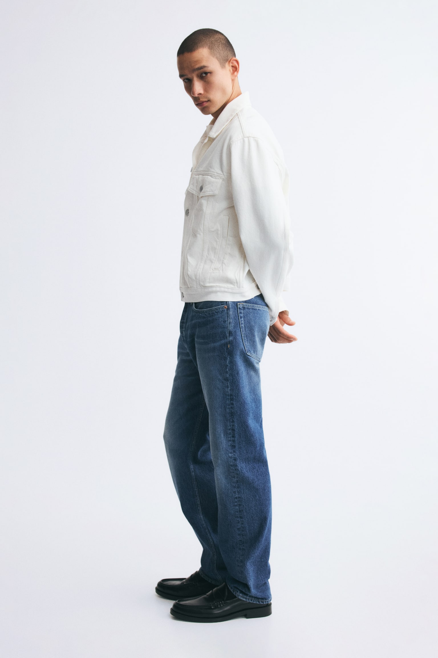 Мужские джинсы H&M Straight Regular, цвет: Тёмный джинсовый синий — фото 5