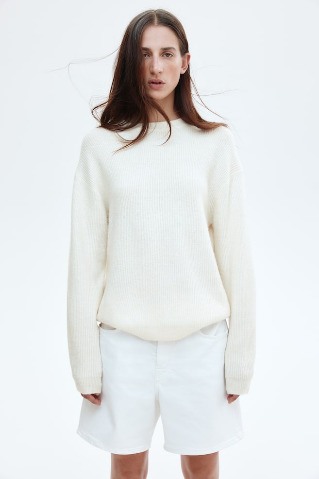 Rib-Knit Sweater-Cream - 6
