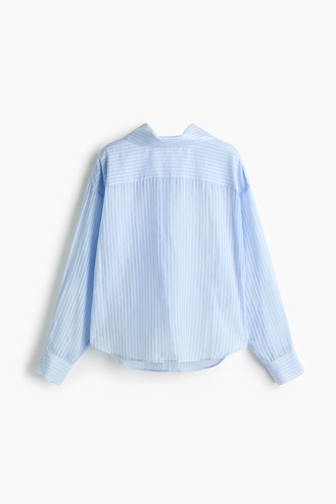 Blouse à col droit - Bleu clair/rayé - 1
