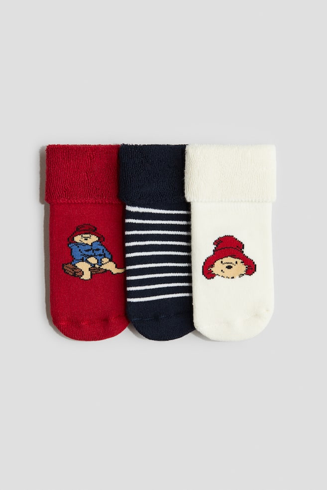 3-pack terry socks - Red/Paddington Bear/Light turquoise/Mickey Mouse/Yellow/Winnie the Pooh - 1