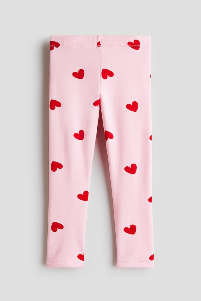 Brushed-Inside Leggings - Pink/hearts/Heather purple/hearts/Black/Dark gray/hearts/Turquoise/hearts/Light blue/cherries/Light dusty pink/cherries/Light beige/leopard print/Ivory/hearts/Light green - 1