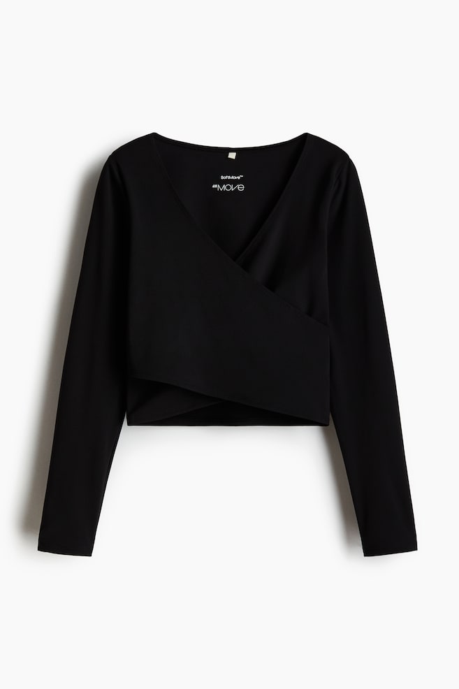 Sportshirt im Wickelschnitt mit SoftMove™ - Schwarz - 1
