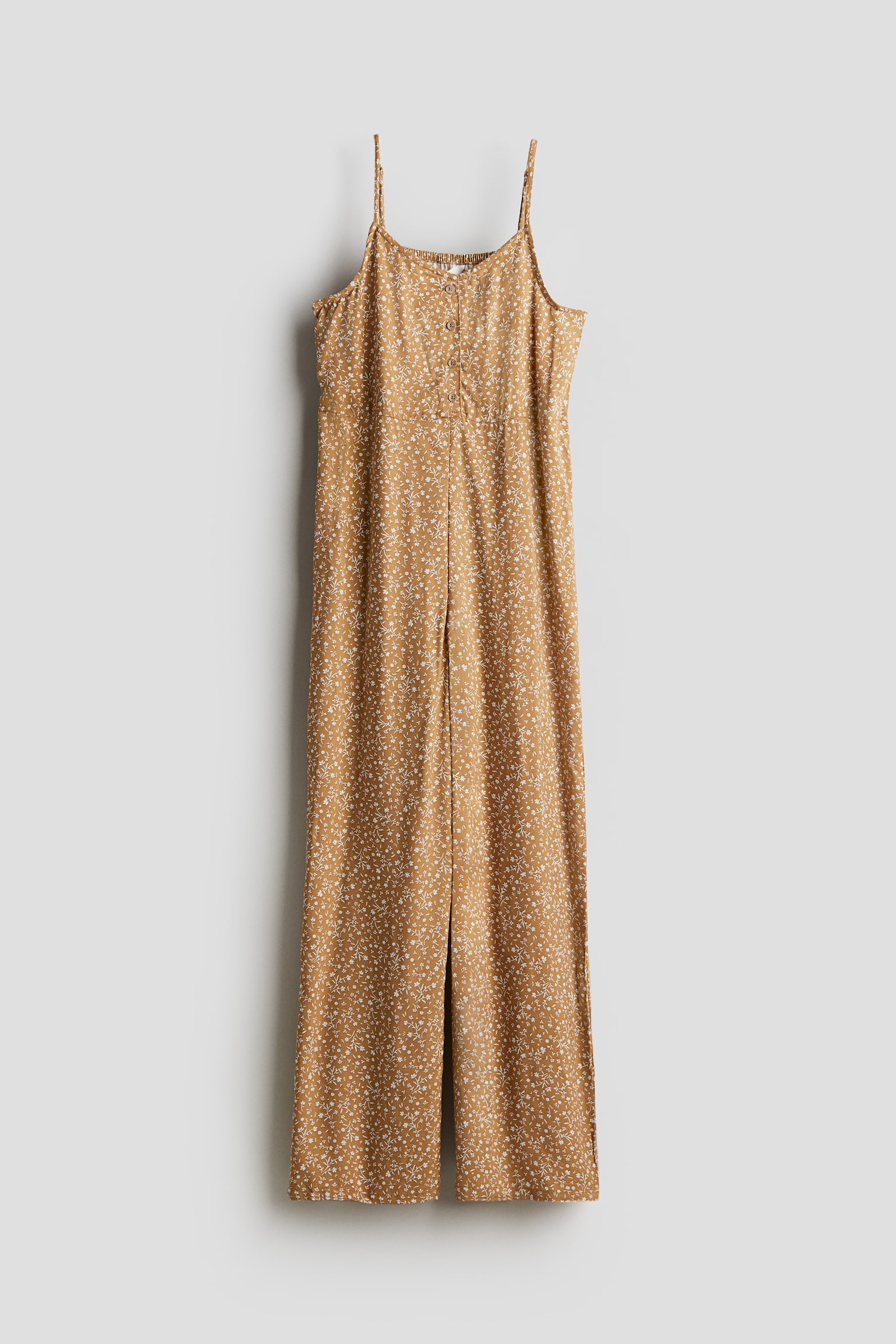 Woven Jumpsuit - Beige/Floral/Black/Light dusty blue - 1