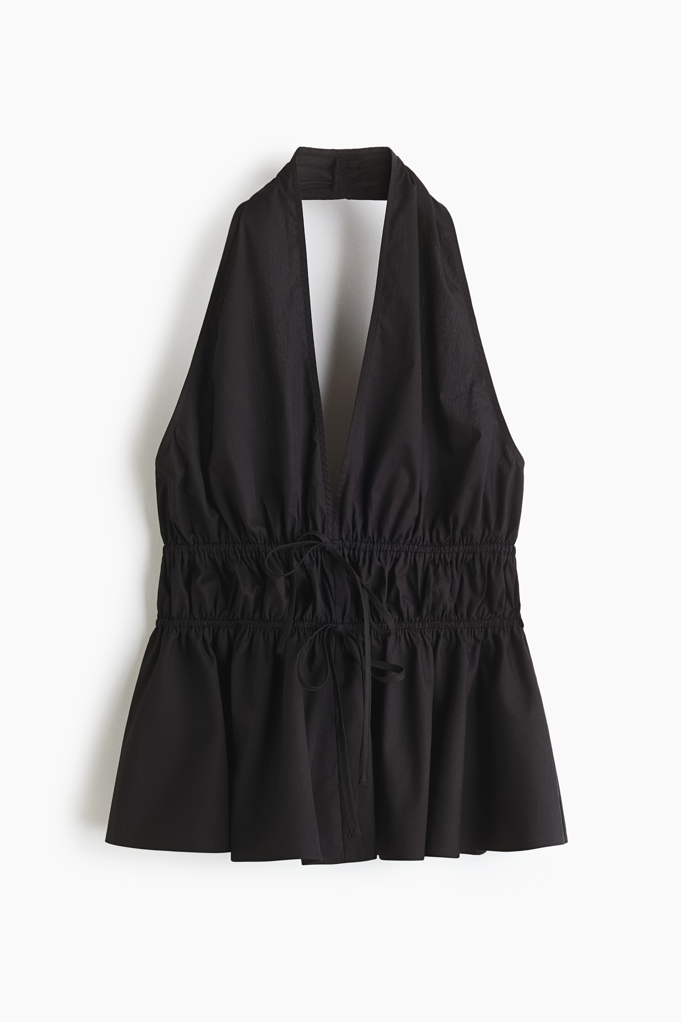 Neckholder-Top mit Peplum - Schwarz/Weiß/Hellrosa