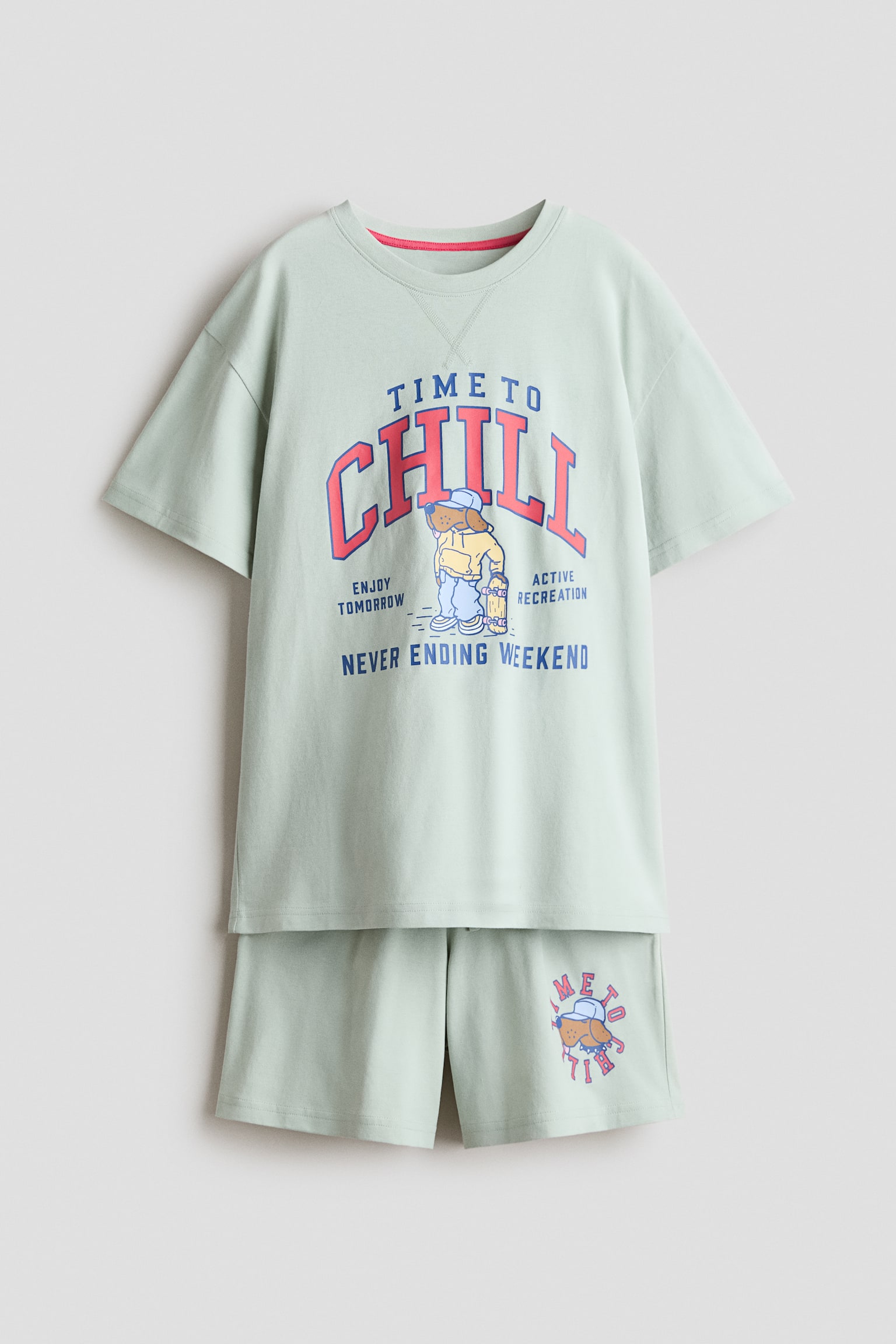 Pijama en punto de algodón - Verde claro/Chill/Azul marino/Cuadros