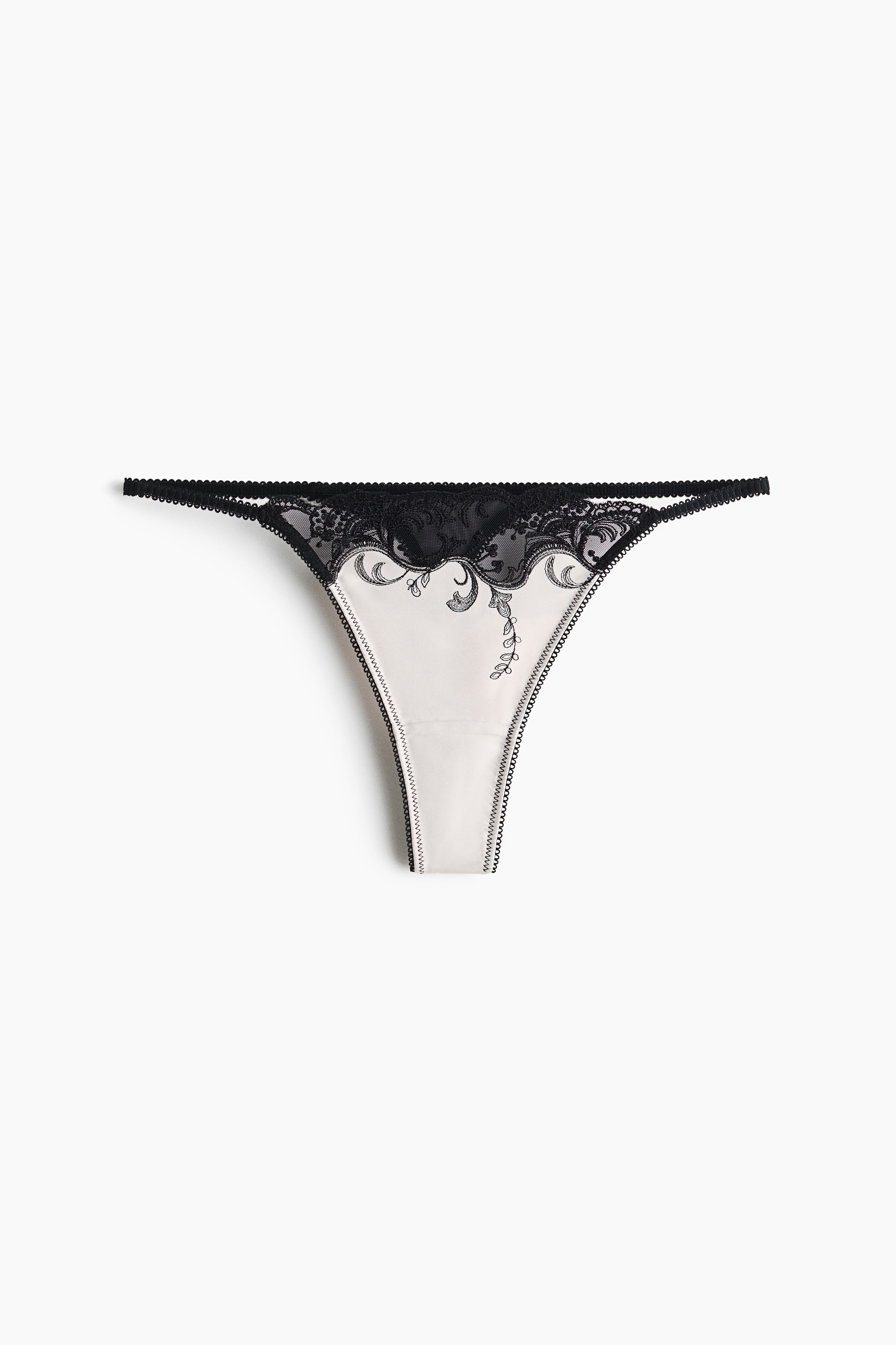 Tanga-perizoma in satin - Beige chiaro/nero