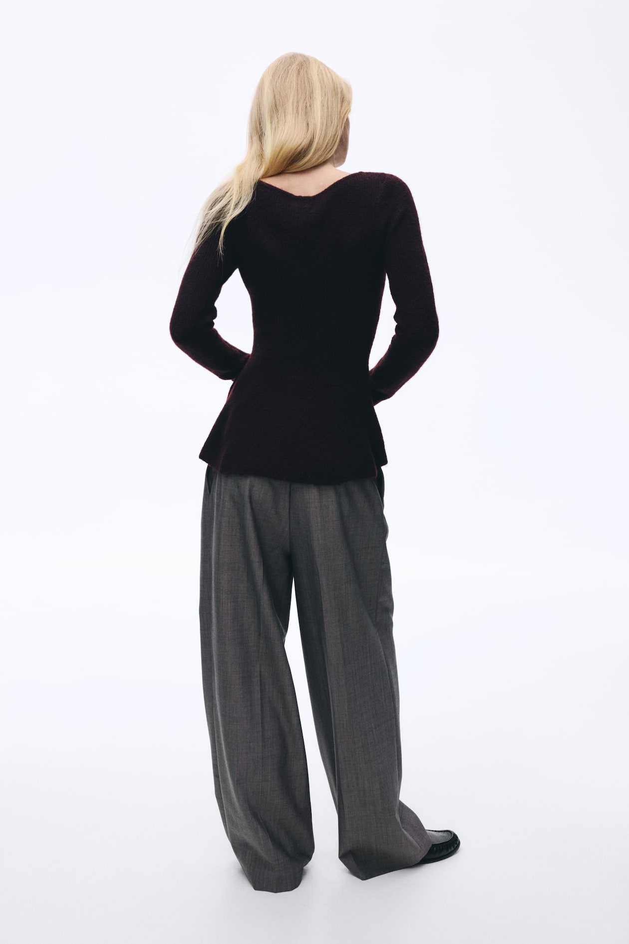 Rib-Knit Peplum Top - image 2