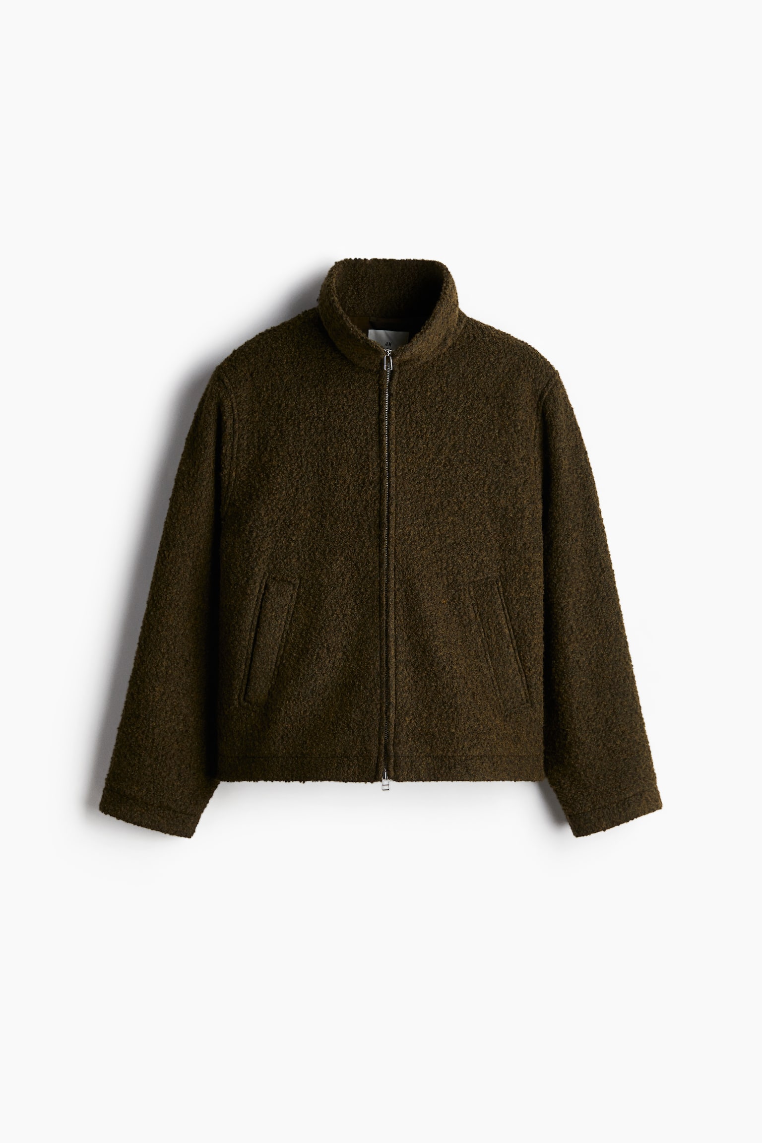 Regular Fit Wool-blend bouclé jacket - Dark khaki green/Dark brown/Light beige marl - 2