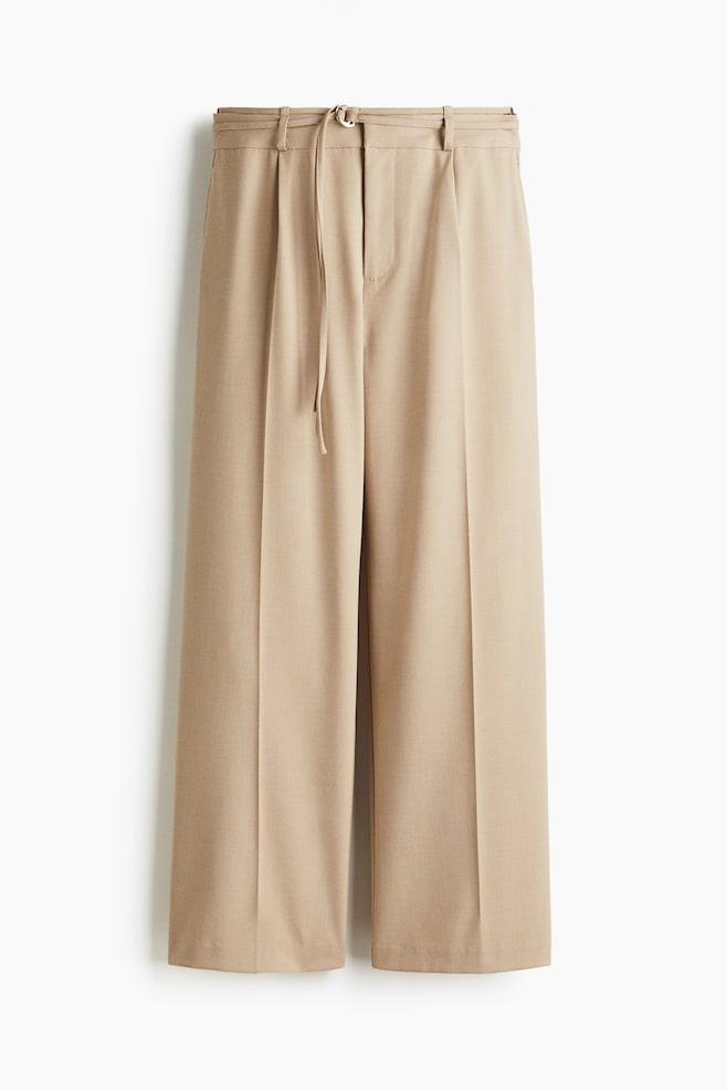 Belted tailored trousers - Beige/Dark brown/Grey/Black - 1
