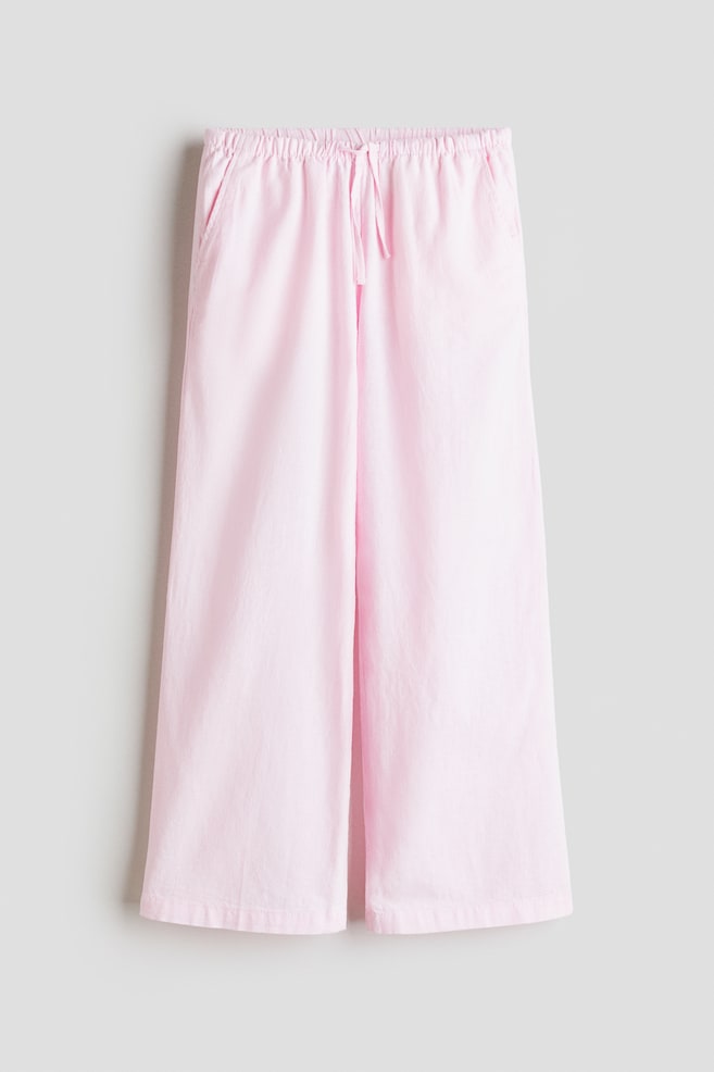Linen-Blend Pants - Light pink/White - 1