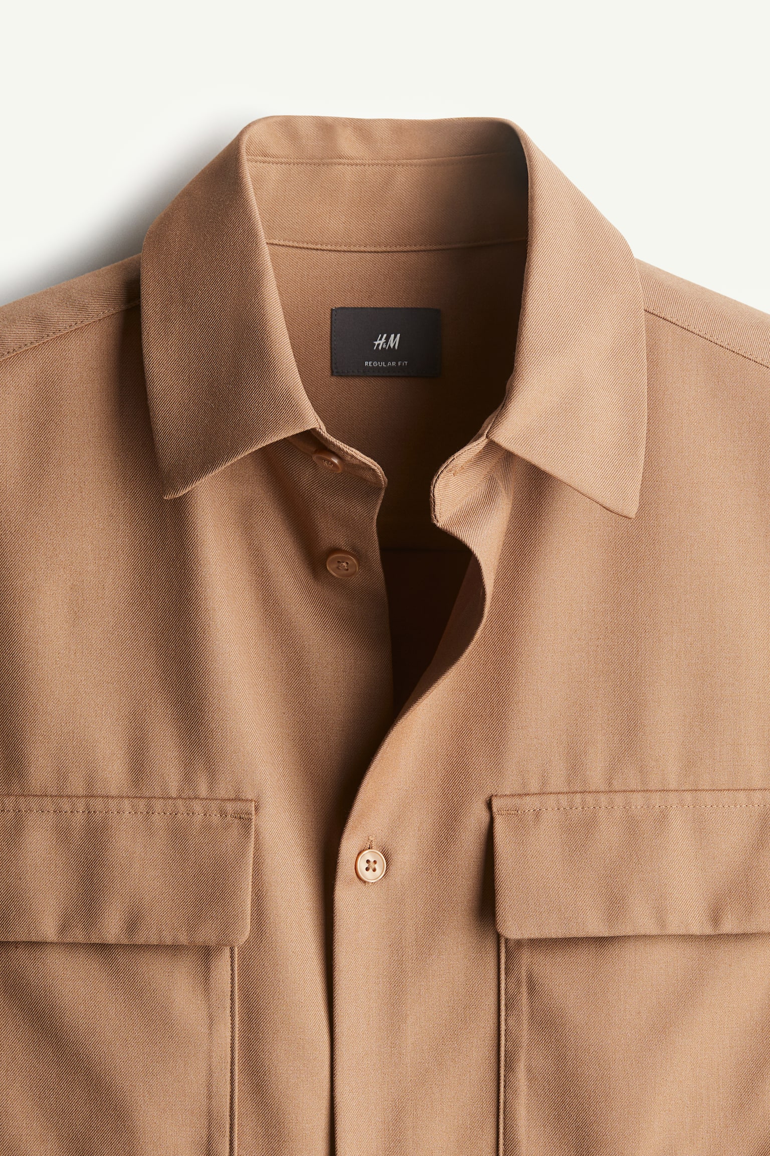 Regular Fit Twill Overshirt - Brown/Beige - 6