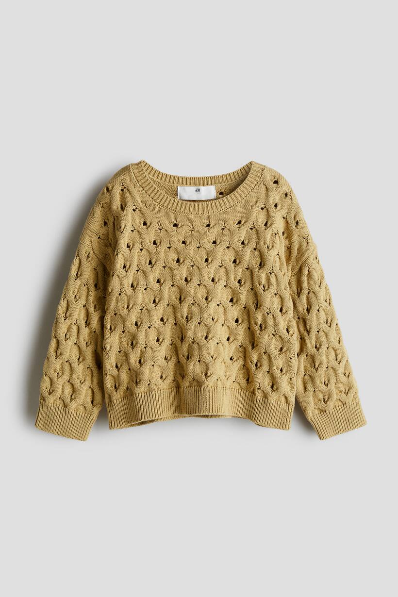 Hole Knit Sweater Dusty yellow Kids H M US