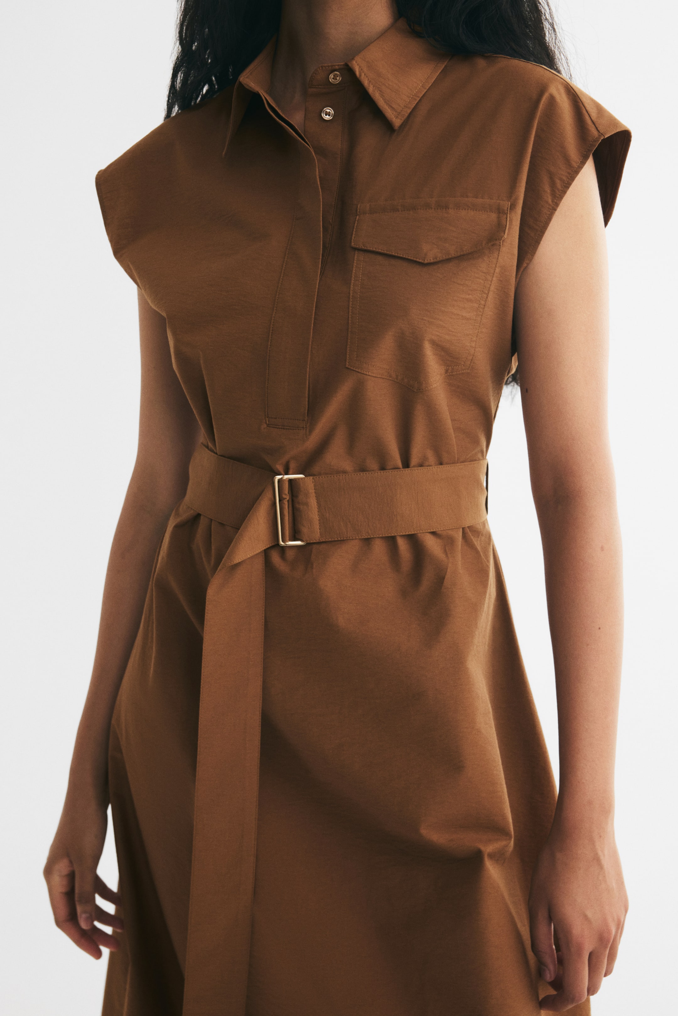 Tie-Belt Dress with Collar