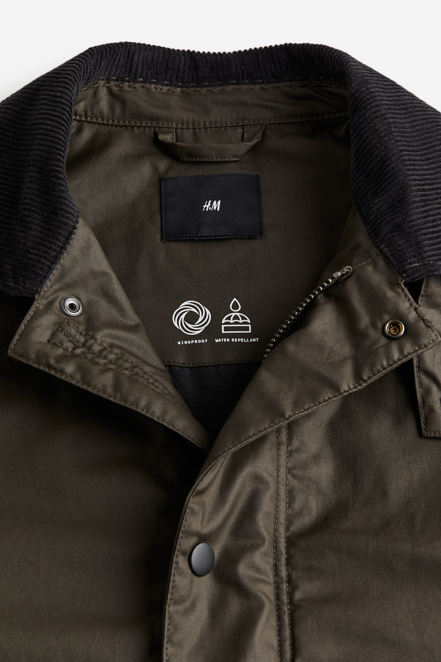 Loose Fit Water-repellent canvas jacket - Dark khaki green - 6