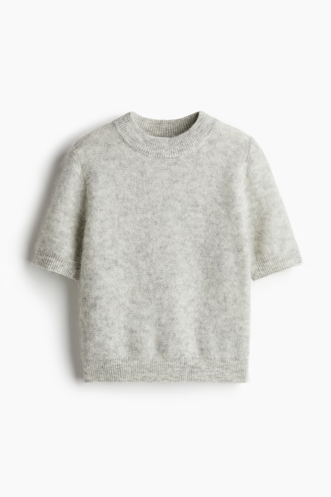 Mohair-blend top - Light grey marl - 1