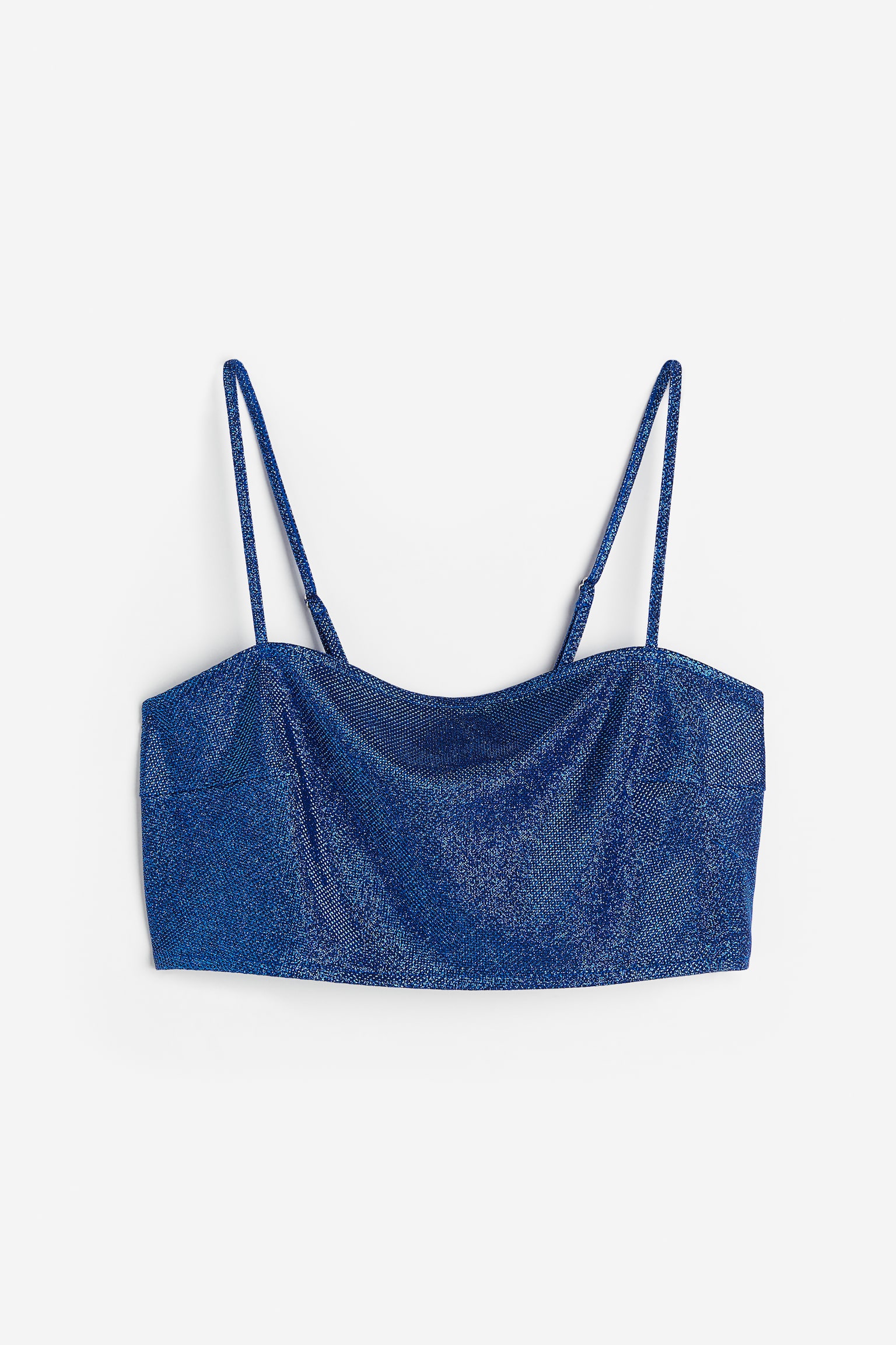 Glittery tie-detail bralette top - Bright blue/Glittery/Silver-coloured/Glittery - 1