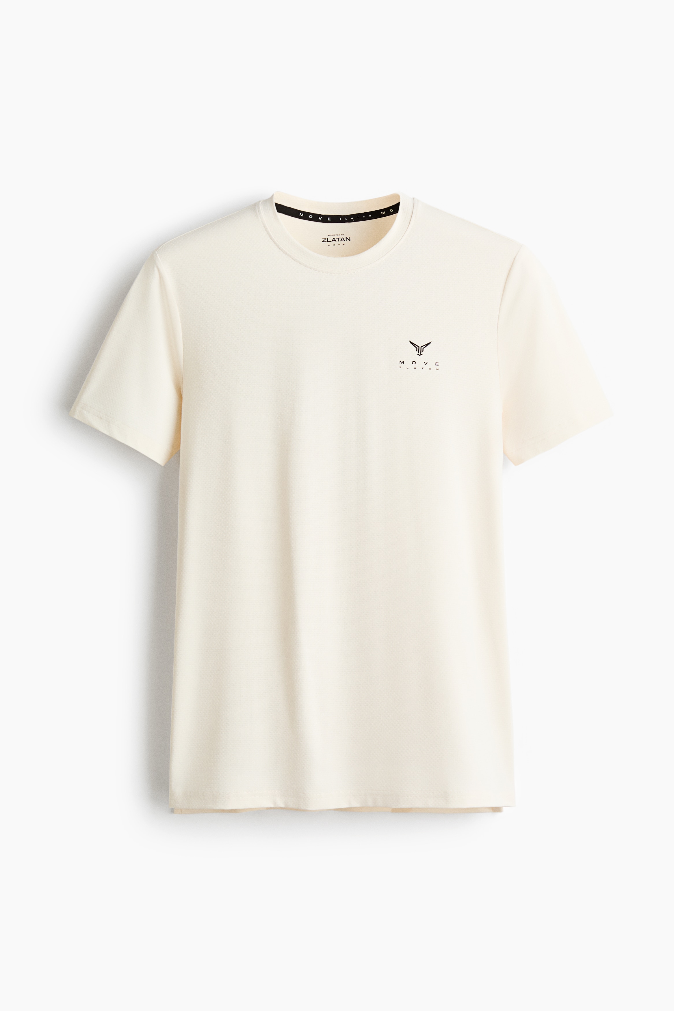 T-shirt de desporto com DryMove™ Muscle Fit - Creme/Azul marinho