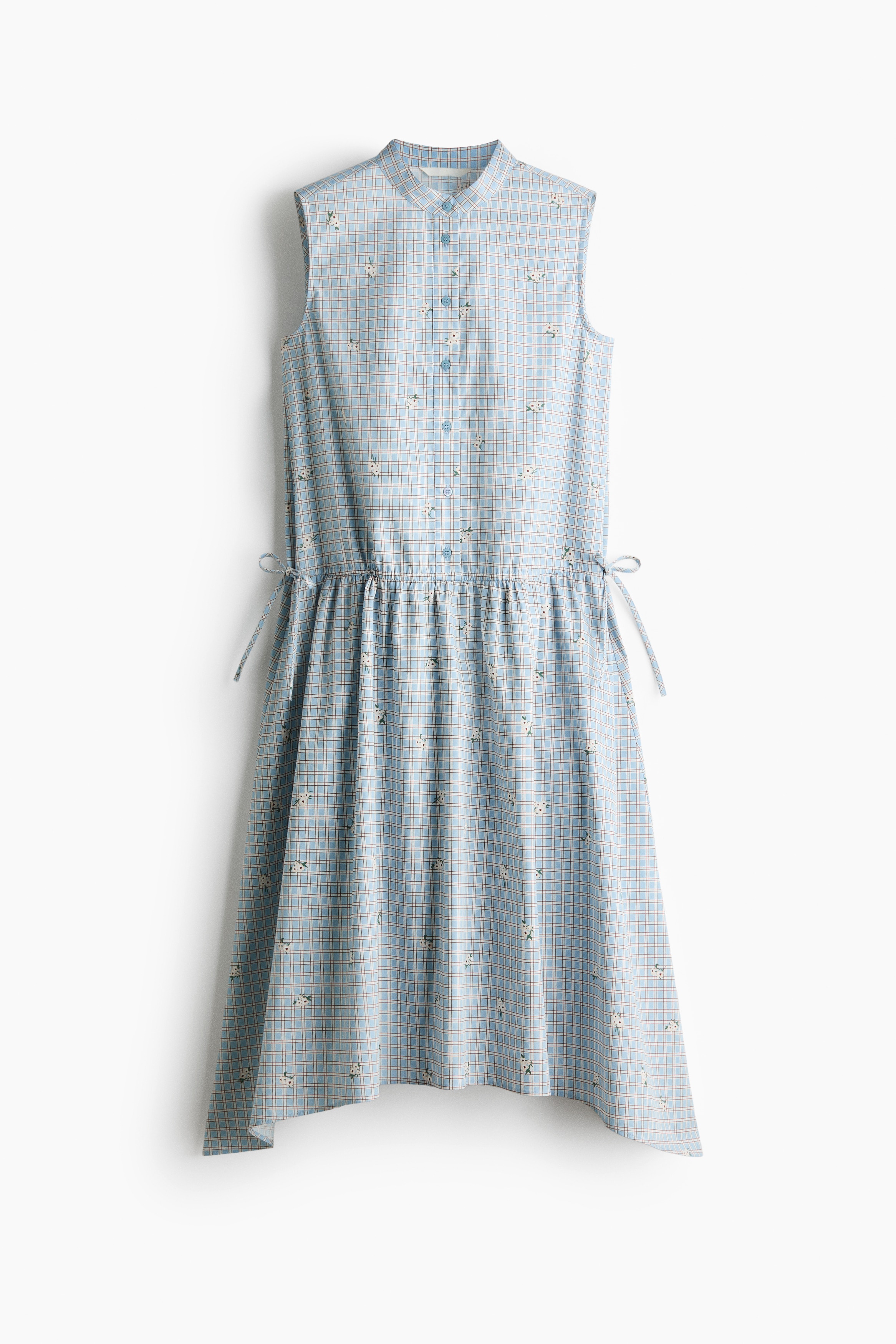 Váy cotton có dây rút - Màu xanh dương nhạt/Hoa/Màu be nhạt/Hoa