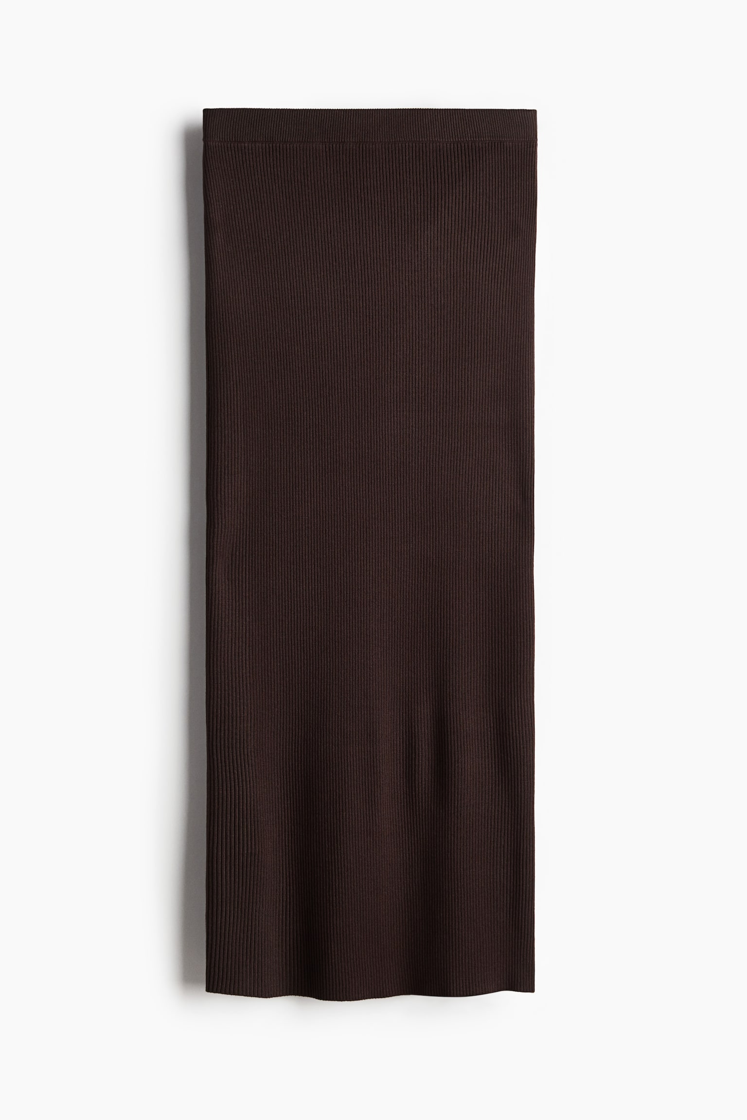 Rib-knit pencil skirt - Dark brown/Red - 2