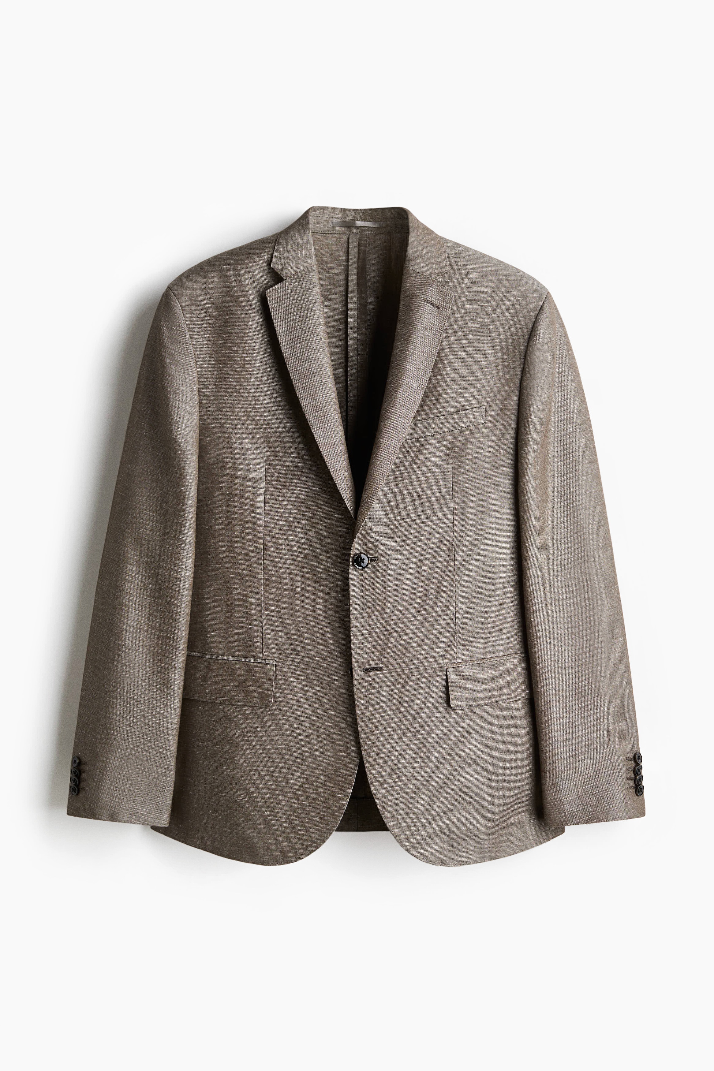 貼身羊毛混紡外套 - 深米色