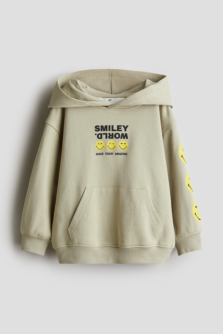 Printed hoodie Green/SmileyWorld® Kids H&M IN