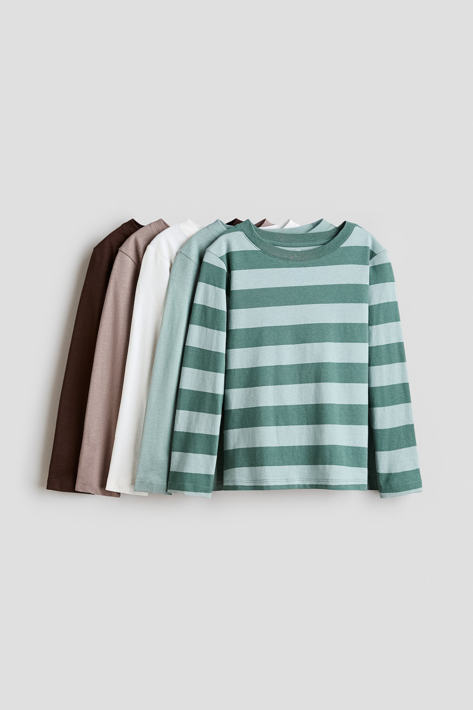5er-Pack Baumwollshirts - Türkis/Gestreift/Marineblau/Blau/Pflaumenrot/Blau/Schwarz/Weiß