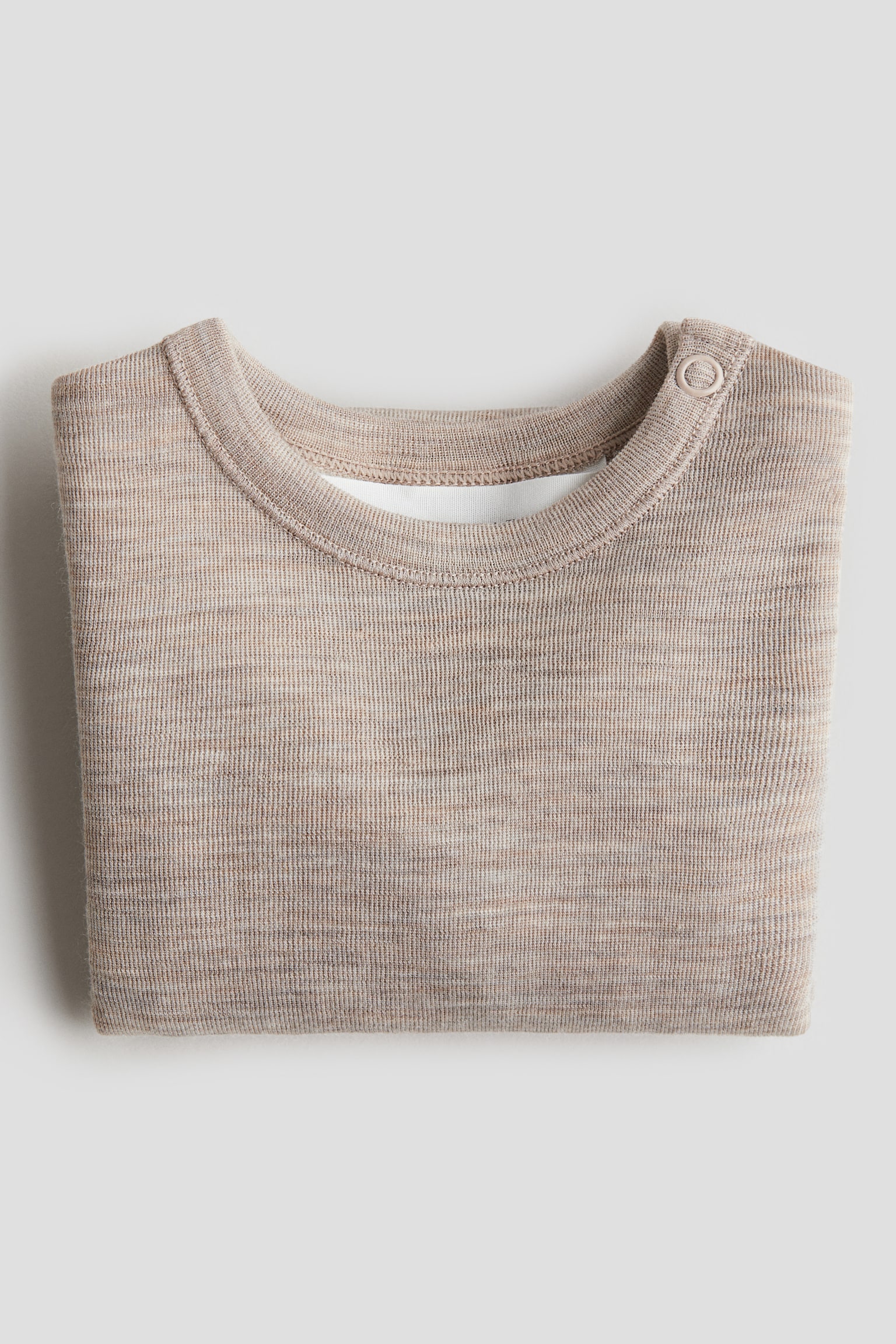 Wool jersey bodysuit - Light beige/Dark dusty pink/Dark grey - 4