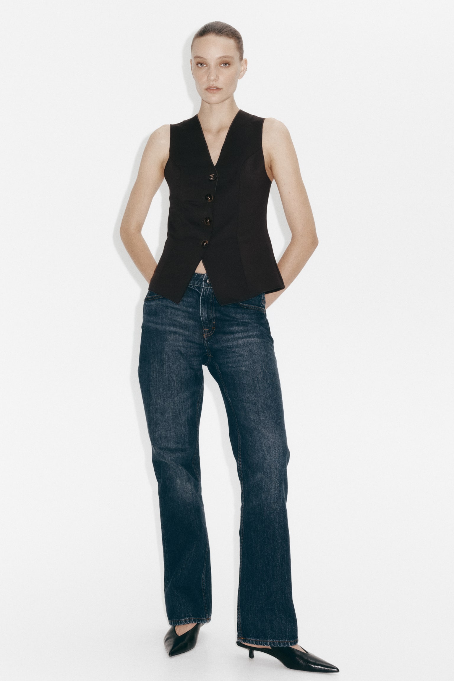 וסט ג'רזי - חום כהה/קרם - 5