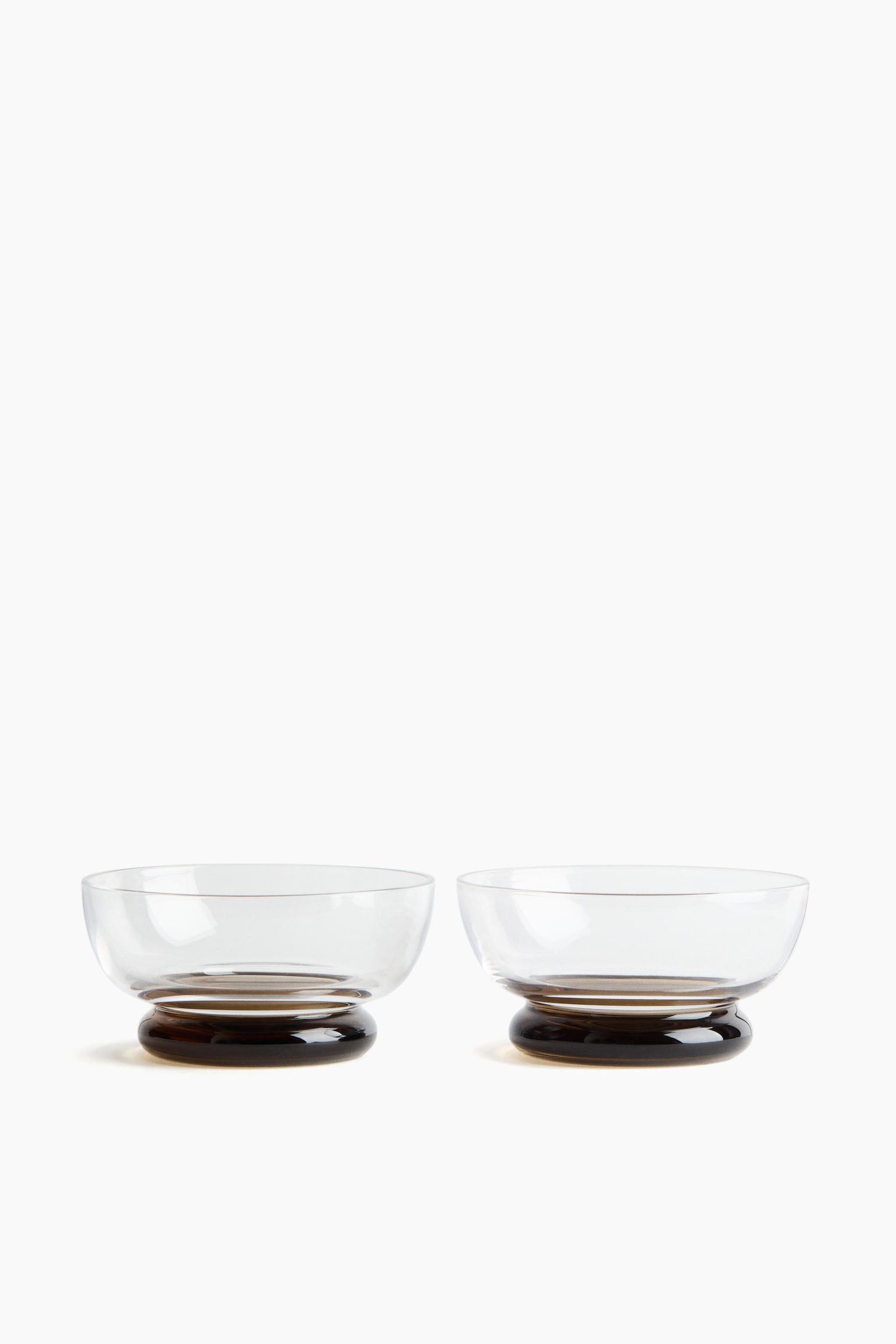 2-pack hand-blown glass serving bowls - Transparent/Olive green
