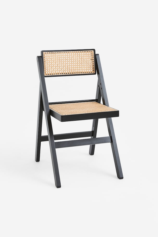 Wooden folding chair - Black/Rattan/Brown/Rattan - 1